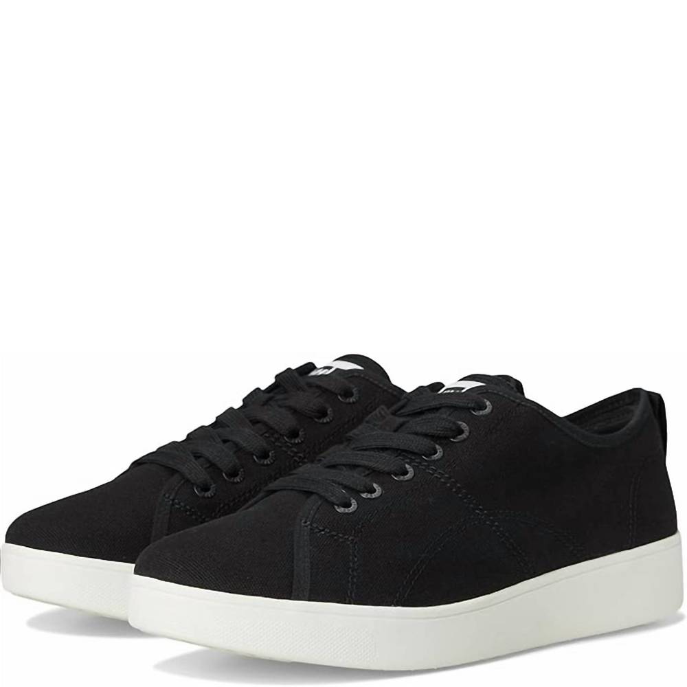 Fitflop Black Canvas Low-Top Sneakers with White Sole